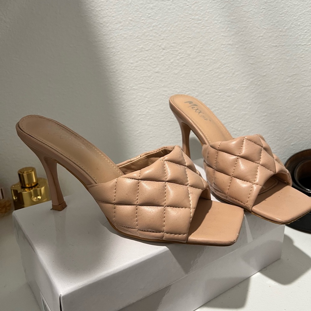 Elegant Tan Quilted Heels
